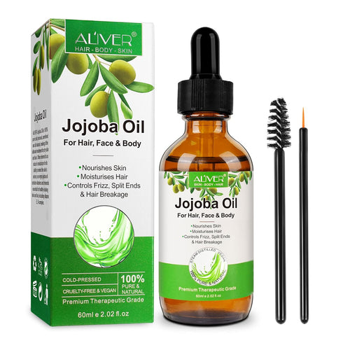 Jojoba Oil for Hair Oil and Body Oil, Natural Cold Pressed Skin Care Cuticles Oil for Hair Care and Skin Deeply Moisturizing, Effective for Dry Da...