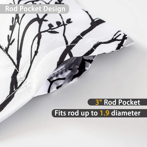 DriftAway Tree Branch Abstract Ink Printing Lined Thermal Insulated Window Curtain Valance Rod Pocket 52 Inch by 14 Inch Plus 2 Inch Header Black ...