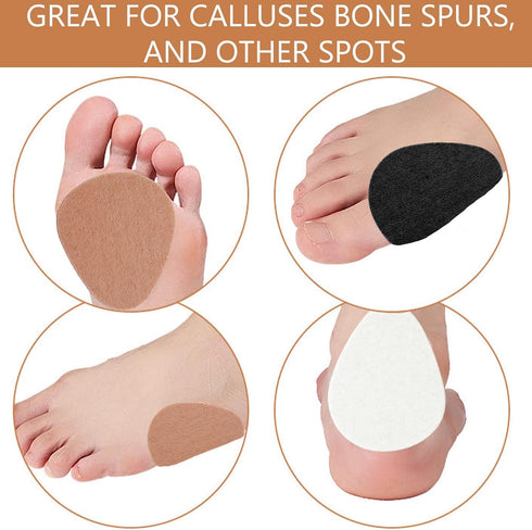 30 PCS Metatarsal Felt Feet Insert Pads 1/4 Inch Thick Cushion Pain Relief Forefoot Support Adhesive Foam Foot Cushion Pad for Men and Women (Whit...