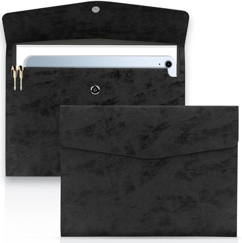 Toplive Document File Folder, Soft Waterproof PU Leather A4 Envelope Folder Expanding File Organizer Portfolio Storage Case Dual Layers with Card ...