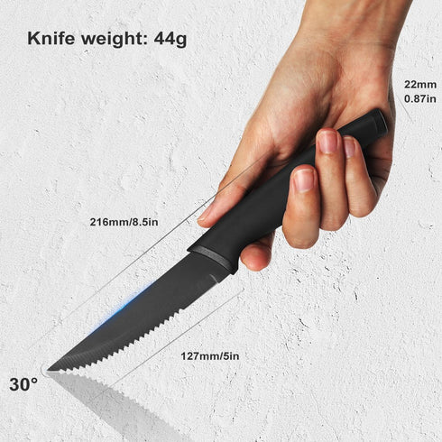Steak Knives Set of 8, Stainless Steel Serrated Steak Knife, Sharp Serrated Edges, Comfortable Grip Ergonomic Non-Slip Handle, Dishwasher Safe(8.5...