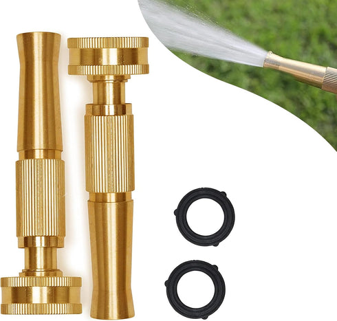 Morvat Solid Brass Metal Twist Garden Hose Nozzle, Heavy Duty Adjustable Power Spray Attachment, High Pressure Water Jet Sprayer with ¾” Standard ...