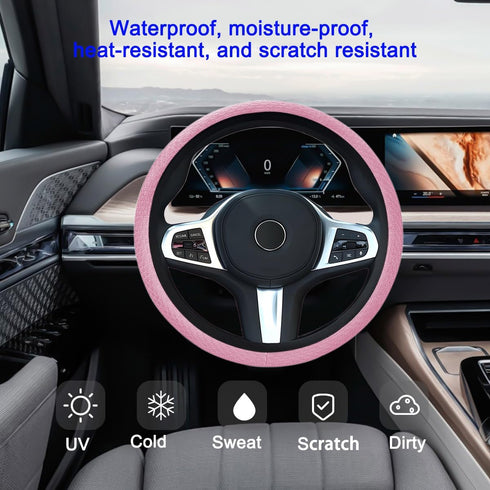 Car Steering Wheel Cover, Elastic Breathable Ice Silk Vehicle Steering Wheel Protector for Men and Women, Cool in Summer and Warm in Winter Cover,...