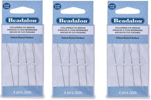 Beadalon Collapsible Eye Needles 2.5-Inch Medium (3 Pack)...