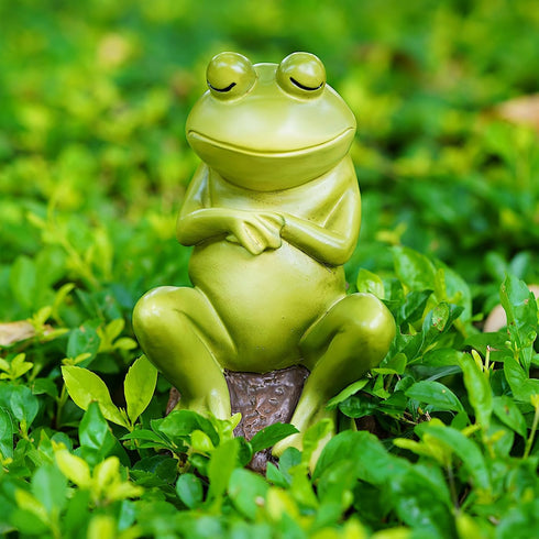 Frog Statue Decoration, Creative Garden Frog, Figurine Deco Crafts Animal Sculptures, Individual Decoration for Yard Garden Outdoor Indoor....