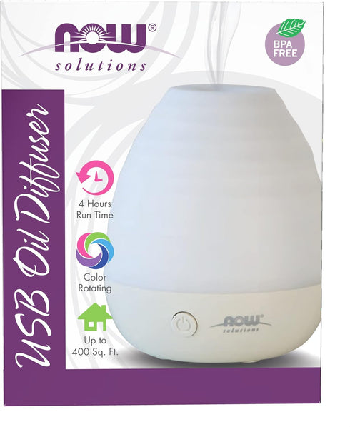 NOW Essential Oils, Ultrasonic USB Aromatherapy Oil Diffuser, Extremely Quiet, Heat Free, and Easy to Clean, Color Changing LED Diffuser...