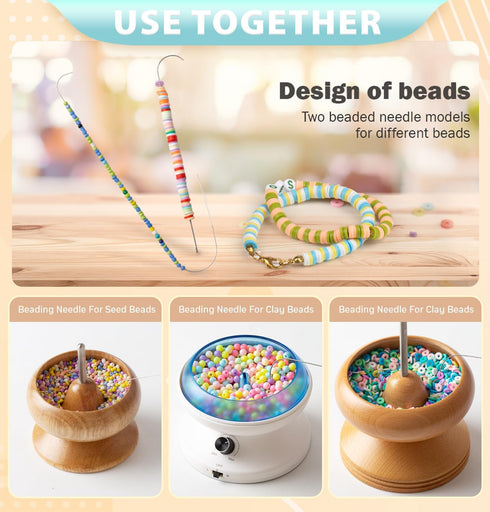 Hobbyworker Bead Spinner Needles, Big Eye Bending Beaded Needles Suitable for Clay Beads Seed Beads, Beads Rotating Needles Bracelet Necklace Jewe...