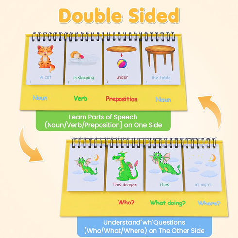 Sentence Building Flip Chart for Kids,Speech Autism Therapy Learning Materials for Preschool Kindergarten Elementary Special Classroom Must Haves,...