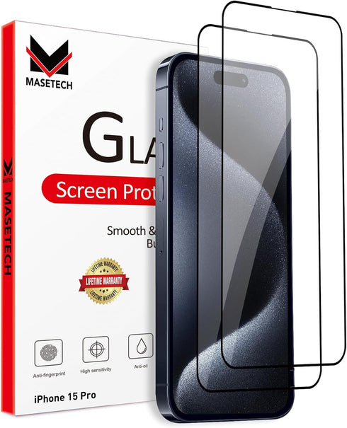 Screen Protector Tempered Glass Compatible with Apple iPhone 15 Pro (2 Pack)......