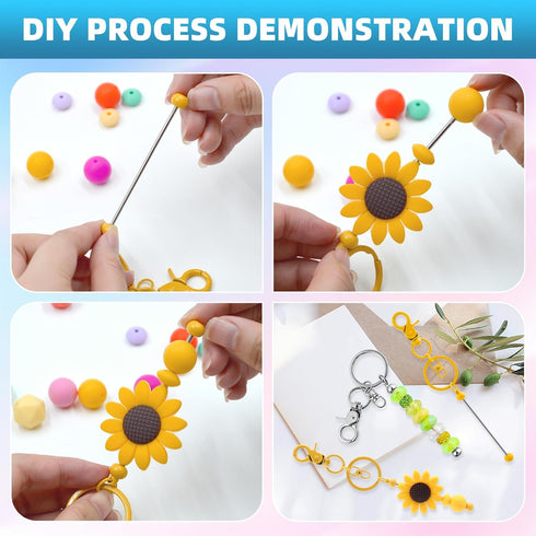 20 Pieces Beadable Keychains Bars - Diy Multicolor Blank Beadable Keychains Bulk - Keychain Bars for Beads Suitable for Silicone & Rubber - Beaded...