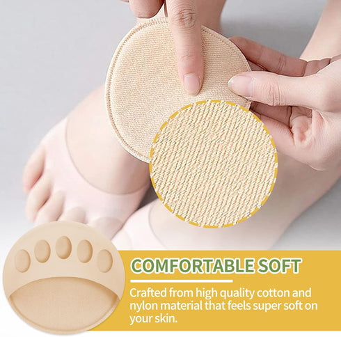 5 Pairs Ball of Foot Cushion,Thicken Forefoot Cushion Pads,Forefoot Metatarsal Invisible Socks Pads, Reusable Honeycomb Fabric Forefoot Pads for W...