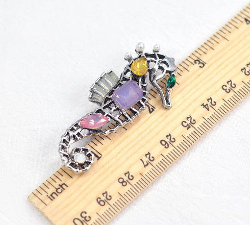 Gyn&Joy Vintage Inspired Created Opal Faux Pearl Ocean Fish Seahorse Brooch Pin...