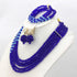 5 Rows Royal Blue Crystal Jewelry Set Handmade African Wedding Necklace Bracelet Earrings Set...