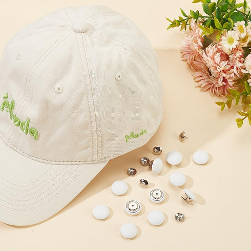 BENECREAT 32 Sets 0.67Inch Baseball Cap Button Top Replacement Hats Buttons, White Cloth Covered Hat Button for Hat Replacement Repair Jeans Blous...