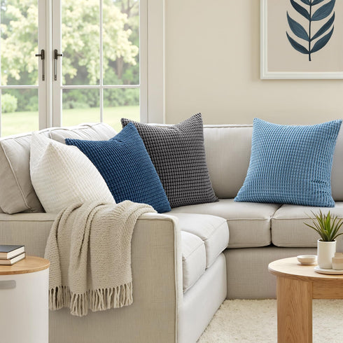MIULEE Pack of 2 Pillow Covers 18x18 Inch Granules Soft Corduroy Decorative Throw Pillow Covers for Couch Cushion Sofa Bedroom Living Room, Grey...