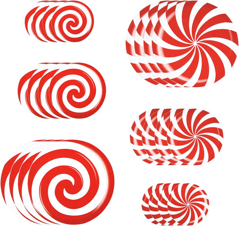 24 PCS Peppermint Floor Decals Stickers-3 Sizes Self-Adhesive Design Christmas Candy Stickers,Floor Window Clings for Christmas Valentine's Day Ca...