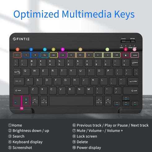 Fintie 10-Inch Ultrathin (4mm) Wireless Bluetooth Keyboard for iPad Samsung Tablet, iPhone Smartphone, iOS, Android Tablets Phone, Black...