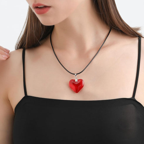 Chunky Puffy Heart Choker Necklace, Big Heart Pendant Adjustable Velvet Chain Heart Necklaces Y2K Trendy Jewelry Accessories for Women Teen Girls...
