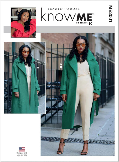 Know Me Misses' and Women's Coat and Trousers Sewing Pattern Packet by Beaute' J'Adore, Design Code ME2001, Sizes 30W-32W-34W-36W-38W...