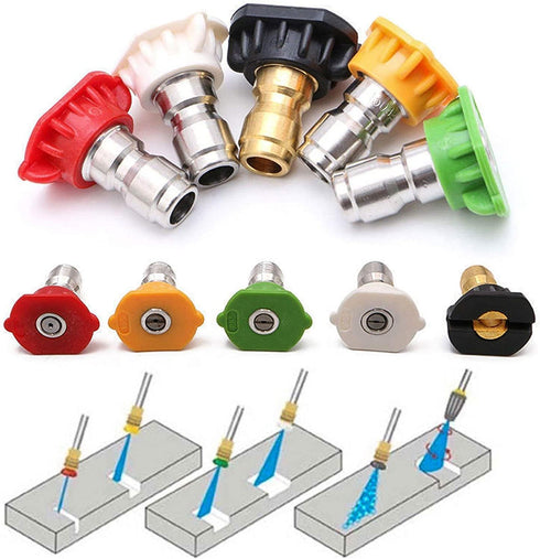 Pressure Washer Tips Pressure Washer Nozzle Tips 4500 PSI, Universal Multiple Degrees (0?15?25?40?Soap) 1/4" Quick Connect, Power Washer Nozzle Ti...