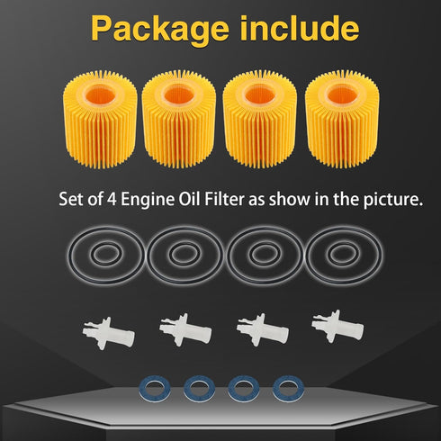 4 sets Engine oil filters Compatible with Toyota, Camry, Highlander, Rav4, Sienna, Tacoma, Lexus and other models Replace#?04152YZZA1?04152-YZZG1?...