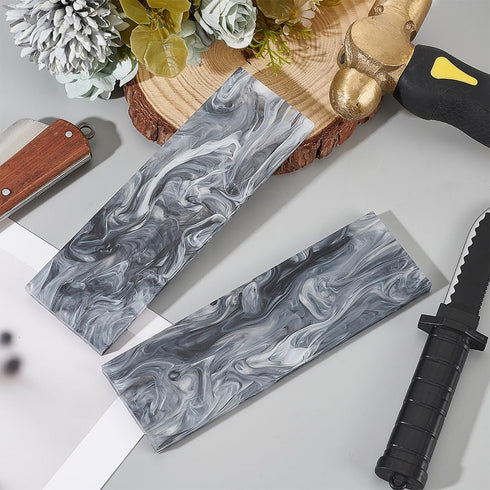 2pcs Marble Pattern Acrylic Knife Handle Scales Black Knife Grips Sheets Knife Scales Slabs Making Rectangle Knife Handle Tool 6.3×2×0.27inch for ...