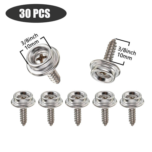 30Pcs Stainless Steel Screws Marine Grade Boat Canvas Snaps 3/8"Socket with Stainless Steel 3/8"Screw for Boat Canvas Tarpaulins Awnings Furniture...
