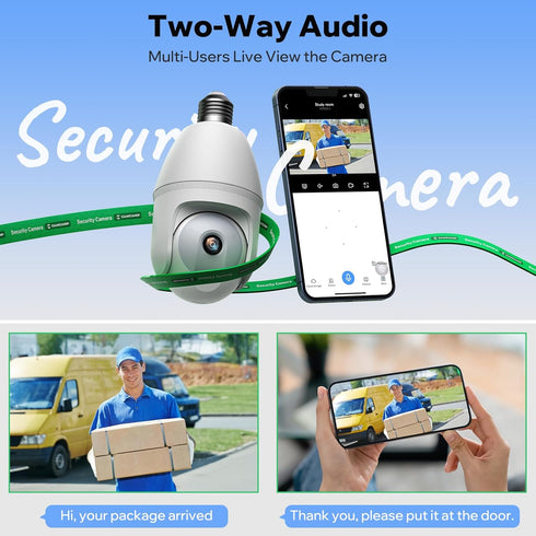 5GHz Light Bulb Security Camera Outdoor Waterproof,Light Socket Security Camera Outdoor, Wireless Bulb Camera,Full Color Night Vision, TwoWay Dial...