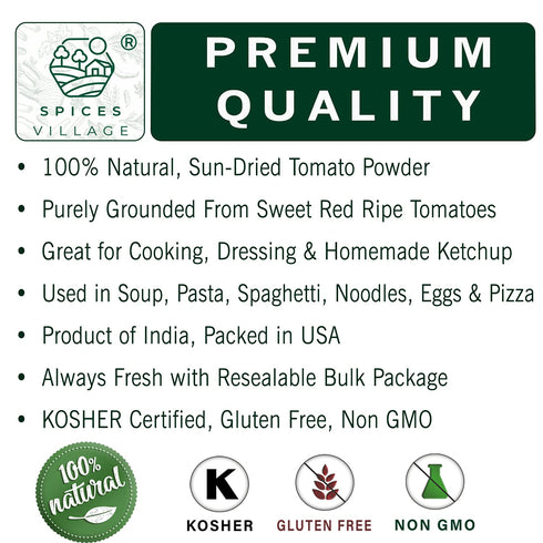 SPICES VILLAGE Tomato Powder for Cooking, Dried Tomato Powder, 8 Oz, Kosher, Gluten Free, Non GMO, Resealable Bulk Bag...