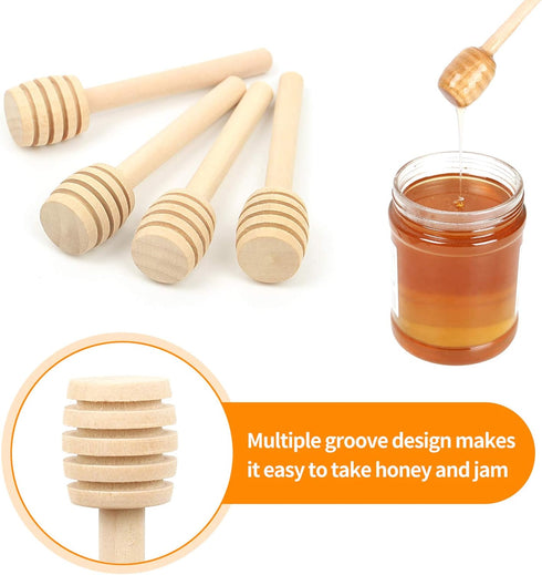 50 Pack 3 Inch Mini Wood Honey Dipper Sticks Set,Honey Stirrer Honey Wand for Honey Jar Dispense Drizzle Honey, 50 Pieces Honeybee Charm Pendants ...