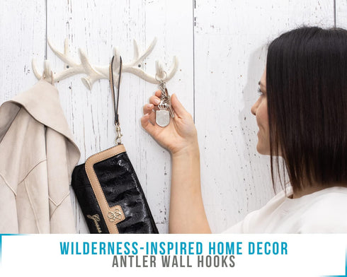 Comfify Vintage Cast Iron Deer Antlers Wall Mounted Hooks | Antique Finish Metal Clothes Hanger Rack w/Hooks | Includes Screws and Anchors | Antiq...