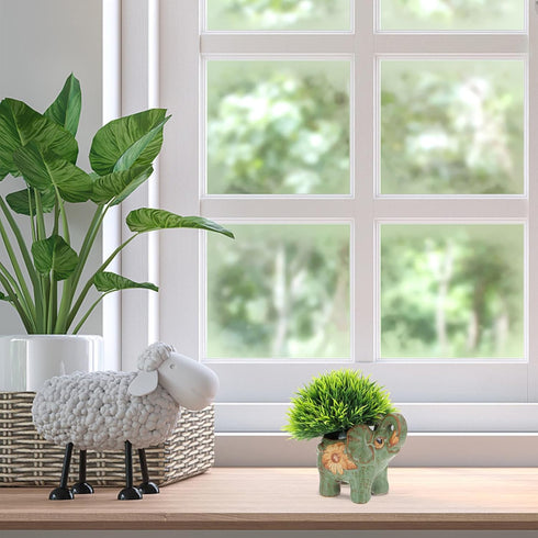 Veemoon Elephant Flower Pot Animal Plant Pots Cute Succulent Plant Pot Ceramic Cactus Pot Indoor Plant Container Glass Terrariums for Plants Succu...