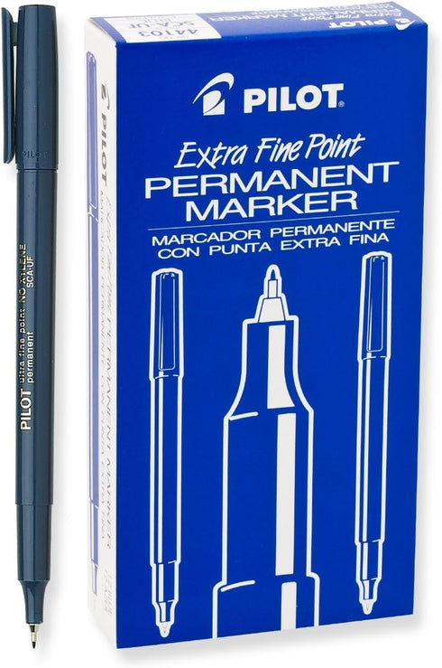 Pilot Extra Fine Point Permanent Markers, Blue Ink, 12-Pack (44103)...