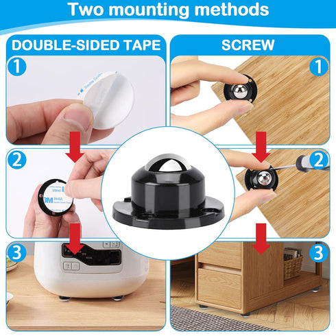 8Pcs Self Adhesive Caster Wheels 360 Swivel, Small Countertop Appliance Rollers, Low Profile Mini Swivel Casters, Stick On Wheels for Mop Bucket,K...