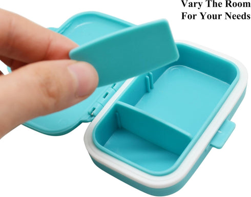 Small Pill Box Supplement Case for Pocket or Purse - 3 Removable Compartments Travel Medication Carry Case - Daily Vitamin Organizer Box (Blue)...