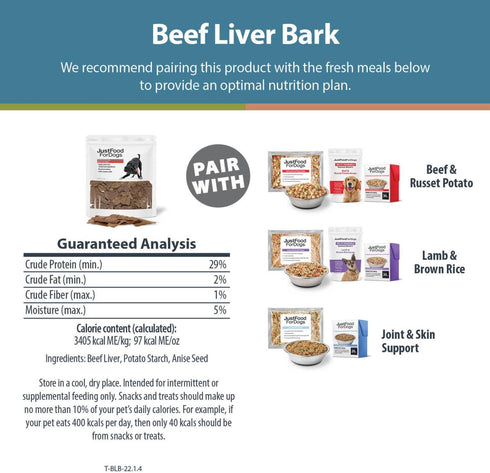 JustFoodForDogs Limited-Ingredient Beef Liver Healthy Dog Treats, Preservative-Free, Made in The USA, 5 oz...