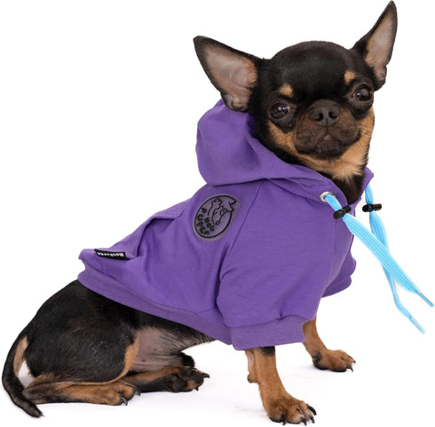 Adjustable Neck Girth Dog Clothes Small Dogs Hoodie Cozy Warm Winter Pullover Clothing Sweater for Tiny Puppy Sweatershirt - Purple Small...