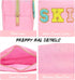 Pink Preppy Patches cosmetic Bag Nylon Makeup Pouch with Chenille Varsity Letter Skin Patch,Makeup Bag Stuff Travel small Toiletry Bag for Women G...