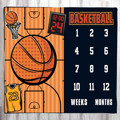 Baby Age Blanket, Personalized Holiday Blanket for Newborn Baby Shower, Basketball Jersey Photography Background Prop for Neutral Newborn Baby, Ba...