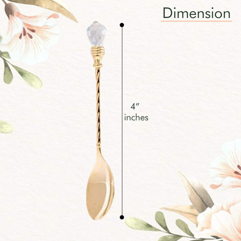 Matashi 24K Gold Plated Crystal Topped Dessert Spoon for Dinner Party Great for Testing Sampling Appetizers Corporate Gifts Christmas Mother's Day...