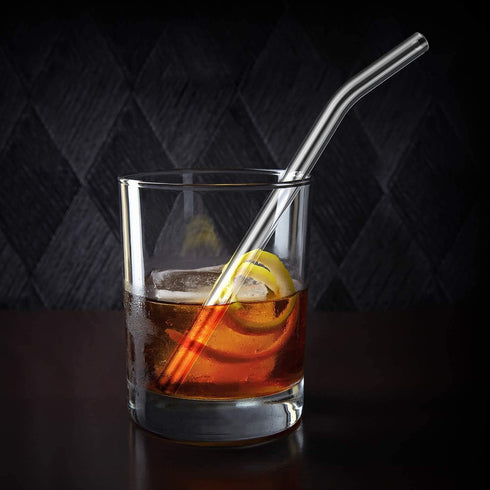 6-Pack Reusable Glass Straw-Transparent,Size 8''x10 MM,Including 3 Straight and 3 Bent with 2 Cleaning Brush- Perfect For Smoothies, Tea, Juice-Cl...