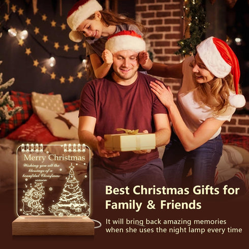 QUIGO Christmas Decorations Gifts Wooden Desk Lamp Table Lamp Led Lights Night Light Bedroom Home Living Room Decor Aesthetic for Friends Men Wome...