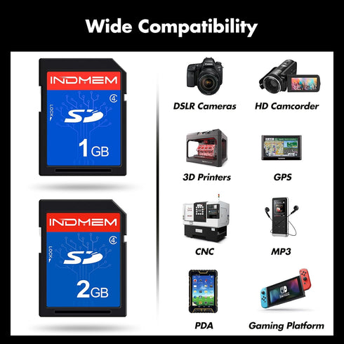 INDMEM SD Card 1GB + 2GB? Class 4 Flash Memory Card 2G SLC Standard Secure Digital Cards...