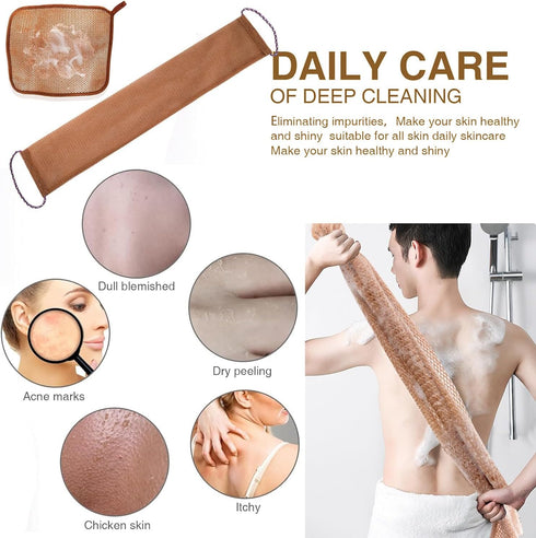 3 Pcs African Exfoliating Net Sponge, Washcloth Scrubber Shower Essentials African net Bath Sponges Bathing Shower Cloth Kit for Back, Body, Face-...