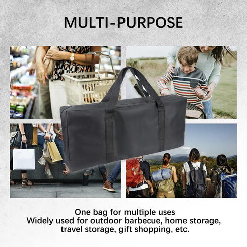 BBQ Tools Carry Bag,Large Capacity Oxford Grill Tool Carry Bag, Waterproof Outdoor BBQ Grill Accessories Bag for Picnic Cooking Camping Trip (Blac...