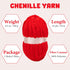 Red Chenille Chunky Yarn for Hand Knitting Fluffy Jumbo Chenille Yarn DIY for Crocheting Blanket Cushion 1 Skein (8.5 oz, 32 yds Each Skein)......