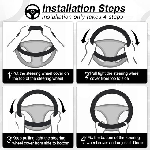 Elastic Stretch Steering Wheel Cover, Universal Interior Accessories Steering Wheel Cover for Women & Men, Breathable Microfiber Ice Silk, Anti-Sl...