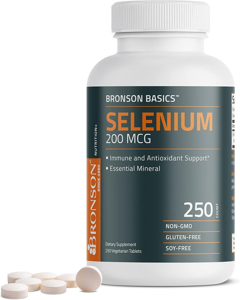 Bronson Selenium 200 mcg Immune & Antioxidant Support Essential Mineral, 250 Vegetarian Tablets...