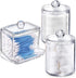 Swab Holder Canisters with Lid, Bathroom Qtip Dispenser Apothecary Jars, Clear Plastic Cotton Ball Pad Container for Cotton Swabs, Q-Tips, Make Up...