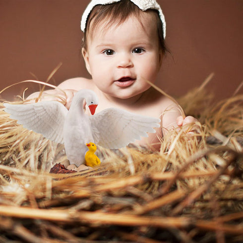 4.5 Inch Mother Swan Figurine with Baby Goose Toy White Swan Toy Animal Figure for Toddlers Preschool Animals Figures Eduactional Project Diorama ...
